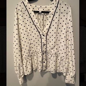 Topshop black and white polka dot button down